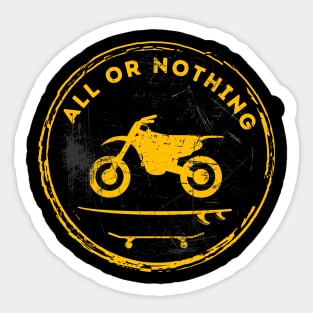 Motorcycle Surf Skate All Or Nothing (Yellow) Sticker